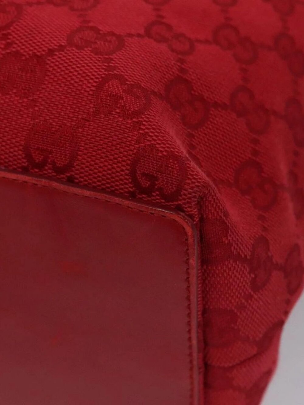 GUCCI GG Canvas Tote Bag Red gold 002 1098 Auth nb221 - Picture 5 of 16